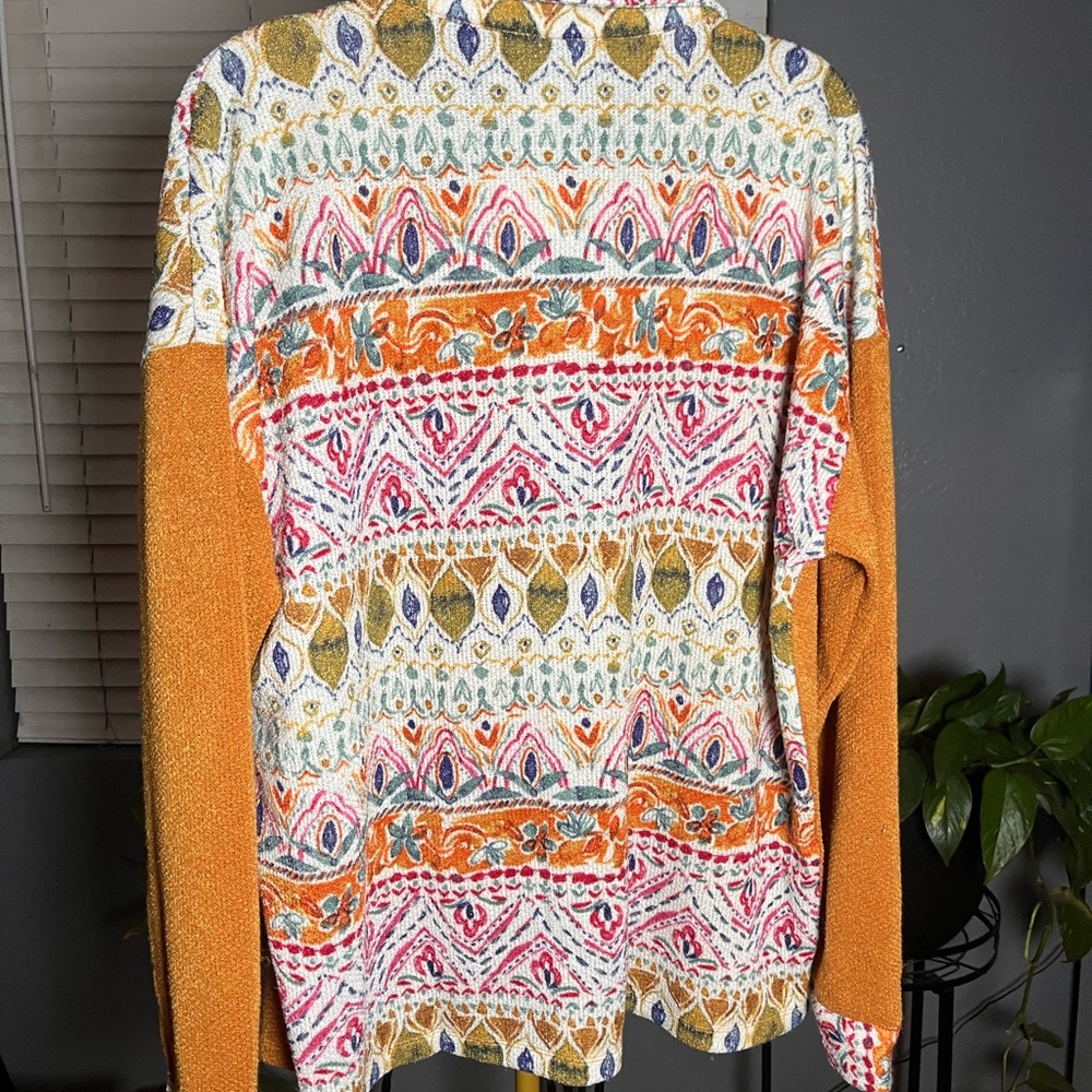 Vibrant Multicolor Patterned Button Down Shirt - image 2